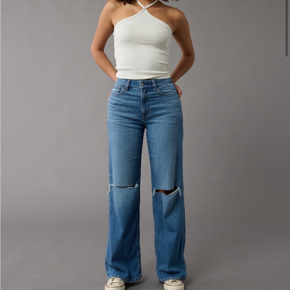 AE Curvy High-Waisted Baggy Wide-Leg Jeans
